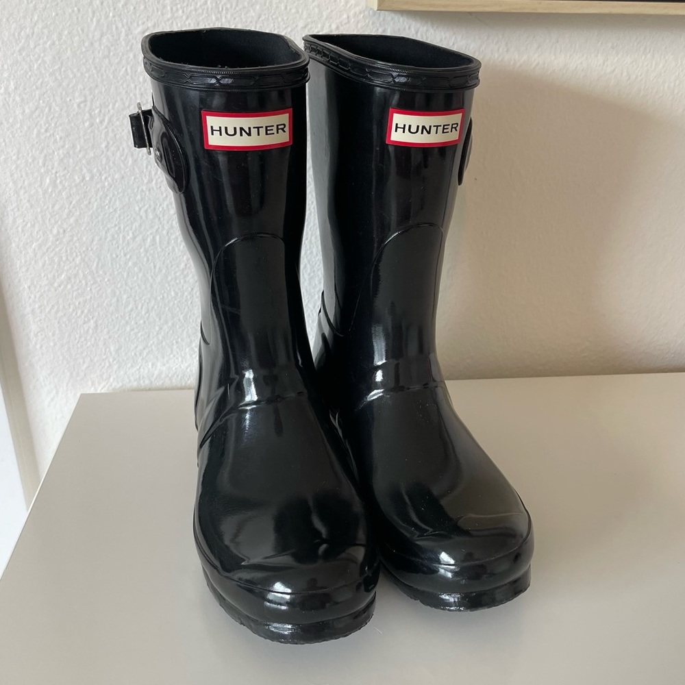 Hunter original short gloss womens rain boot 7 black